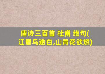 唐诗三百首 杜甫 绝句(江碧鸟逾白,山青花欲燃)